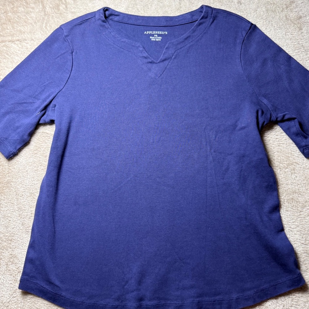 Appleseed's Navy Cotton Knit Top PS Basics Nautical Summer Buttermom
